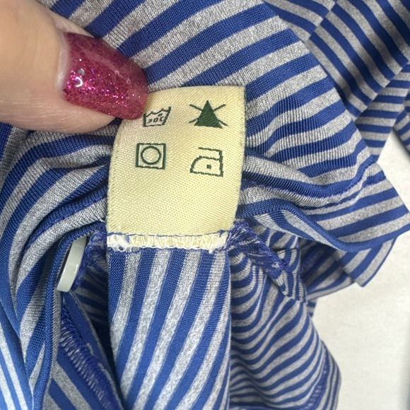 Donald Ross Sport Polo M Gray Blue Stripe Long Sleeve Golf Performance - Picture 8 of 9